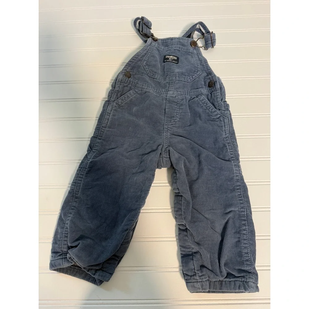 OshKosh B'gosh Overalls Kids 18M Blue Flannel Lined Corduroy Vestbak OSH11771